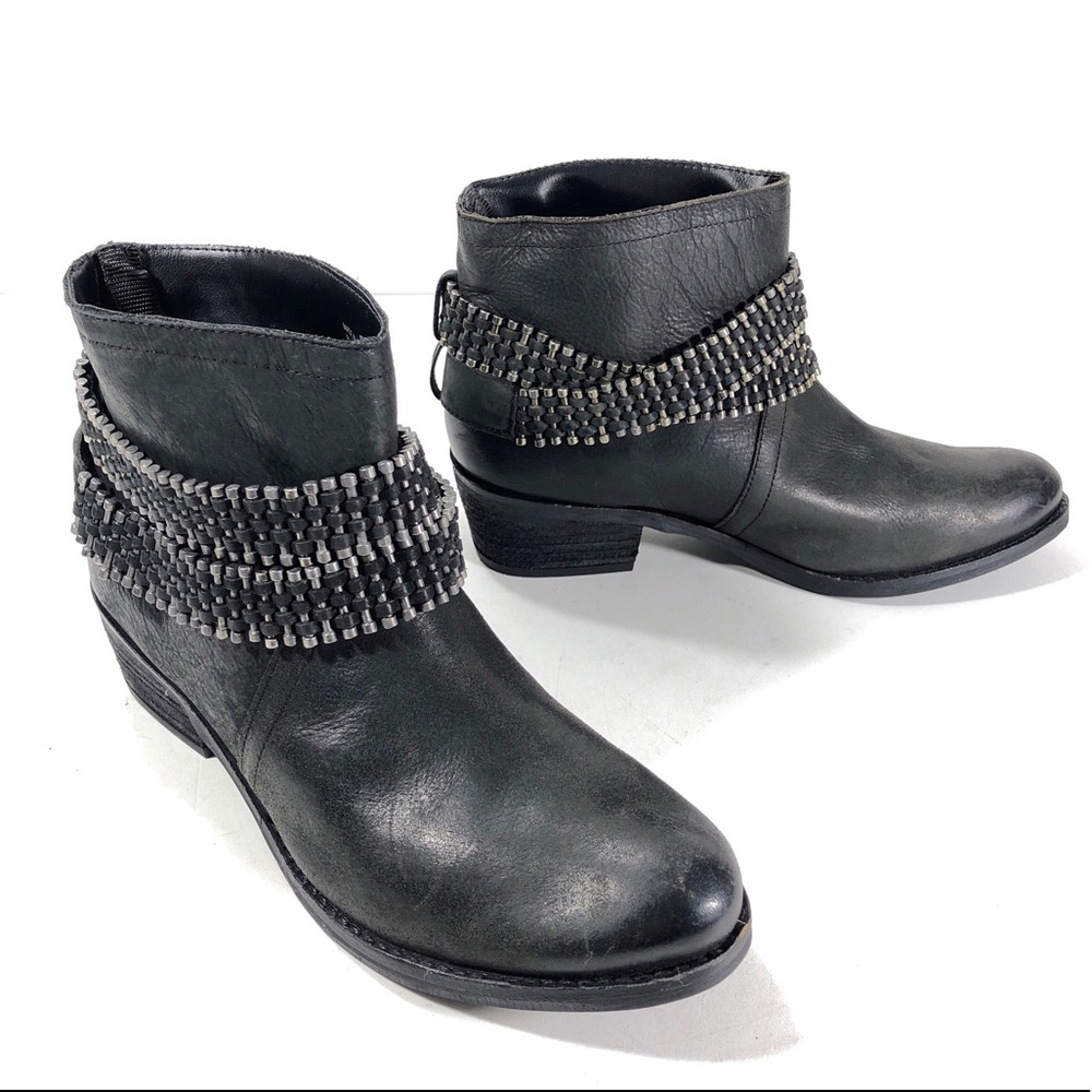 Matisse Black Leather Planet Moto Style Ankle Boot
